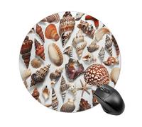 Various Shell Images Mouse Pad Round Laptop Mouse Mat Cute Computer Mousepad Keyboard Pad Non-Slip Desk Pads for Gaming Office Work Home