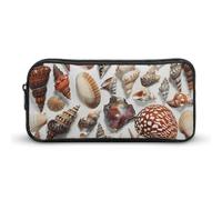 Various Shell Images Pencil Case - Large Aesthetic Makeup Bag Multi-Purpose Pencil Pouch Cute Cosmetic Bag with Zipper Closure for Office, Home, Study & Travel