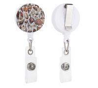 Various Shell Images Retractable Badge Reel - Personalized ID Name Badge Holder with Lanyard Cute Badges Reel Holder Round Nurse Doctor Name Tag Badges Clip for Work