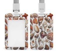 Various Shell Images Retractable ID Badge Holder with Lanyard - Vertical Badge Reel,Keychain Clip,Name Tag Id Card Holder Protector for Nurse Officer Teacher Security Staff Women Men