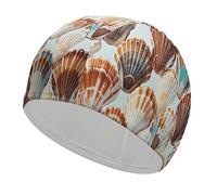 Various Shell Patterns Bathing Cap High Elasticity Swimming Caps Fit Both Long Hair Short Hair Comfortable Large Shower Cap for Drag Reduction and Hair Protection