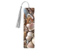Various Shells Printed Metal Bookmarks M - Gray Lightweight Aluminium Book Marker for Books, Journals & Gifts, Ideal Book Lovers, Holiday Decor & Crafts