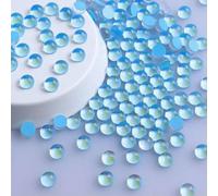 Various Sizes Mermaid Tears Glass Flatback Rhinestones Colorful 3D Round Beads Glitter Crystal Nail Art Garment DIY Accessories-Mocha Lt.Blue-SS16-1440Pcs