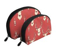 Various smiley faces Moon Cosmetic Bag, Travel Makeup Pouch, Portable Waterproof Cosmetic Pouch for Girls Women., Deer Head Display, One Size