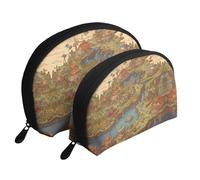 Various smiley faces Moon Cosmetic Bag, Travel Makeup Pouch, Portable Waterproof Cosmetic Pouch for Girls Women., Mountain River Tribe, One Size