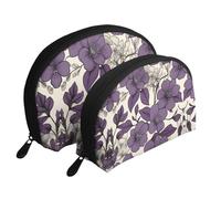 Various smiley faces Moon Cosmetic Bag, Travel Makeup Pouch, Portable Waterproof Cosmetic Pouch for Girls Women., Purple Flowers Painting, One Size