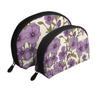 Various smiley faces Moon Cosmetic Bag, Travel Makeup Pouch, Portable Waterproof Cosmetic Pouch for Girls Women., Purple Flowers Mural, One Size