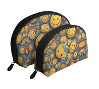 Various smiley faces Moon Cosmetic Bag, Travel Makeup Pouch, Portable Waterproof Cosmetic Pouch for Girls Women., Various Smiley Faces, One Size