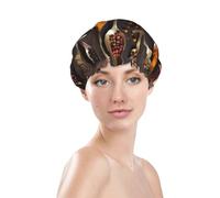 Various Spices Shower Cap for Women Reusable Bath Cap Upgrade Double Layers Bathing Hat Waterproof Elastic Bath Hair Caps for Women Ladies Spa Salon Hair Bath Hat