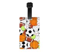 Various Sports Balls Print Luggage Tags with Full Back Privacy Cover - Bright Suitcase Identifier for Travel, Cruise & More