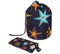 Various Stars Sparks and Snowflakes 1 Barrel Drawstring Makeup Bag Travel Cosmetic Bag Large Toiletry Organizer with Mini Zipper Pouch Waterproof for Women