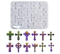 Various Styles Cross Earring Drop Mold Christmas Keychain Necklace for Pendant Ornament Silicone Cross Keychain Molds for Epoxy Resin with Hole