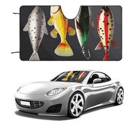 Various Type of Fishing Baits Car Windshield Sun Shade Keep Car Interior Cool 55"x30" Folding Front Window Sun Shade, Heat Shield for SUV, Truck, Blocks UV