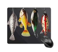 Various Type of Fishing Baits Square Mouse Pad Portable Computer Mousepad with Non-Slip Rubber Base 18 * 22cm Ultra-Thin Gaming Mouse Mat for Computer Laptop Office Desk Accessories