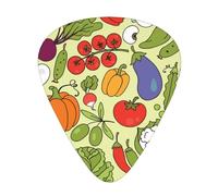 Various Vegetable Patterns,12 Pcs Guitar Pick,3 Different Thickness Plectrums for Acoustic Guitar Bass Ukulele (0.46mm 0.96mm 0.71mm)