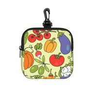 Various Vegetable Patterns, Square Zipper Storage Bag, Neoprene Coin Purse, Small Wallets, Change Pouch, Change Purse