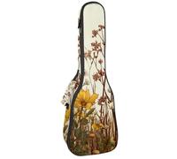 Various Wildflowers and Delicate Plants Pattern Ukulele Case, Padded Bag for 23 Inch Concert Ukulele, Waterproof & Durable