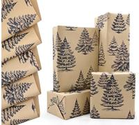 Various Xmas Tree Kraft Wrapping Paper Sheets, QRTDXP 5pcs 50cm*70cm Xmas ECO Wrapping Paper Sheets Design for Birthday Xmas Day Wedding Graduation