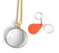 VARKAGE Pack of 2 Hanging Magnifying Glass with Chain, 10 x Magnifying Glass Mini Necklaces, Magnifying Glass for Reading Books, Newspapers