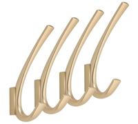 Varku 4 Pcs Heavy Duty Wall Hooks, Nordic Style Brass Finished Zinc Alloy Single Hooks, 5.7 Inches, Includes Installation Accessories for Bathroom, Kitchen, Living Room
