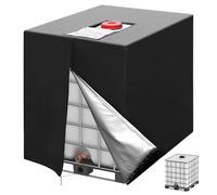 Varku IBC Tote Cover, Water Tank Protection Cover, Waterproof 210D Oxford Cloth IBC Tank Cover, Black Tarpaulin Sunshade for Outdoor 1000 L IBC Rainwater Tank, 39.4×47.2×45.7"