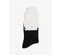 Varley Womens Varley Stellar Colour-Block Cotton-Blend Socks Black/Egret S/M