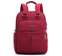 VARLIVOO Casual Ladies Backpack College Daypack Women Knapsack 13" inch Laptop with USB Port Travel Commute Camping Waterproof Polyester Red Wine