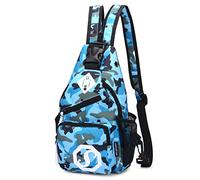 VARLIVOO Fashion Women Sling Bag Chest Bag Shoulder Bags Ladies Crossbody Bag Travel Hiking Sling Backpack Waterproof Polyester Blue Camo