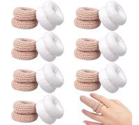 VARMDUKKE 14PCS Finger Bandages for Finger Tips, Breathable Finger Cots Finger Protectors for Wounds, Elastic Finger Gloves Thumb Covers for Garden, Kitchen, Sculpture - Skin Color, White