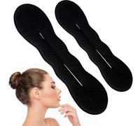 VARMDUKKE 2PCS Hair Bun Maker, 2 Sizes Non-Slip Buns Lazy Curler Clip Tie for Women, Reusable Sponge Hair Bun Shaper Updo Hairstyles Accessories for Weddings, Parties, Daily Use - Black