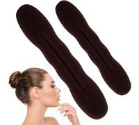VARMDUKKE 2PCS Hair Bun Maker, 2 Sizes Non-Slip Buns Lazy Curler Clip Tie for Women, Reusable Sponge Hair Bun Shaper Updo Hairstyles Accessories for Weddings, Parties, Daily Use - Brown