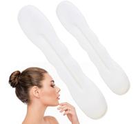 VARMDUKKE 2PCS Hair Bun Maker, 2 Sizes Non-Slip Buns Lazy Curler Clip Tie for Women, Reusable Sponge Hair Bun Shaper Updo Hairstyles Accessories for Weddings, Parties, Daily Use - White
