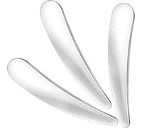 VARMDUKKE 3PCS Mini Makeup Cosmetic Spatula, Reusable Metal Makeup Spatulas Skincare Spoon, Facial Cream Mask Applicator Scoop, Mild Beauty Tools for Mixing, Sampling Face Eye Cream - Silver