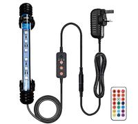 VARMHUS Submersible LED Aquarium Light,Fish Tank Light with 3 Stage Timer Auto Turn On/Off and Remote Controller Custom Adjusts 13 Colors and Brightness,24/7 Cycle (18cm, RGB)