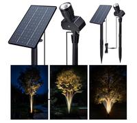 Varmtalys Solar Warm & Cool White Landscape Spotlights, 2500mAh Separated Solar Panel, Dimmable Garden Spot Light, Auto On/Off, IP65 Waterproof, 9.8ft Cable for Tree Wall Patio (2 Pack)