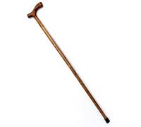 Varnished Beechwood Light Brown Classic Derby Walking Stick, solid, lightweight wooden stick with rubber ferrule for stability and comfort