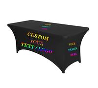 Varnmrop Custom Personalized Stretch Spandex Table Cloth - Tablecloth with Logo Text, Stretch Spandex Tablecloth for Business Wedding Trade Show Birthday Party (4FT 98" x 75" (248 * 192cm))