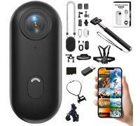 Varnock Hd Action Camera, 170° Wide Angle 4K POV Thumb Camera with Wifi, Wearable Body Mount Kit, Compact Pocket Video Recorder for Cycling, Diving, Vlogging Adventures (Black,Upgrade 128 G)