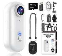Varnock HD Action Camera, The Snap Cam, HD 1080P/4K Thumb Action Camera, Pov Pro 4K Cam with Audio and Video Recording for Cycling, Ski, Diving and Outdoors Activities (White-4K,128G)
