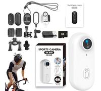 Varnock Motorcycle Camera, Varnock HD Action Camera, 4k Mini Handsfree Bodycam, HD 1080p/4k Pocket POV Cam, with Magnetic Clip,Waterproof Case and Bracket, for Cycling Travel Photography (White,4K)