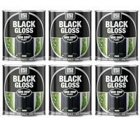 VARNOX 6PCS, Black Gloss Non-Drip Paint 300ml - Hard-Drying, High-Performance Gloss with Durable Hard-Build Formula - Ideal for Wood, Metal & Concrete - Interior & Exterior Use