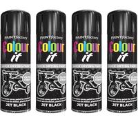VARNOX All Purpose Black Gloss Spray Paint 250ml - Quick Drying, High-Coverage Aerosol for Interior & Exterior Use on Metal, Plastic & Wood, Durable Smooth Finish (4PCS)