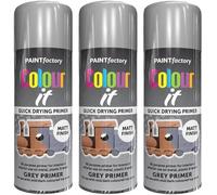VARNOX All Purpose Grey Primer Spray Paint 250ml - Quick Drying, High-Coverage Aerosol for Interior & Exterior Use on Metal, Plastic & Wood, Durable Smooth Finish (3PCS)
