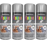 VARNOX All Purpose Grey Primer Spray Paint 250ml - Quick Drying, High-Coverage Aerosol for Interior & Exterior Use on Metal, Plastic & Wood, Durable Smooth Finish (4PCS)