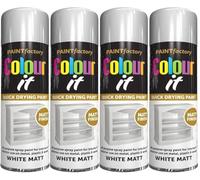 VARNOX All Purpose White Matt Spray Paint 250ml - Quick Drying, High-Coverage Aerosol for Interior & Exterior Use on Metal, Plastic & Wood, Durable Smooth Finish (4PCS)