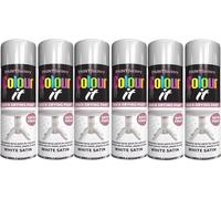 VARNOX All Purpose White Satin Spray Paint 250ml - Quick Drying, High-Coverage Aerosol for Interior & Exterior Use on Metal, Plastic & Wood, Durable Smooth Finish (6PCS)