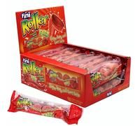 VARNOX, Fini Strawberry Roller Fizz Belts 80g - Fizzy Strawberry Sugar Coated Candy Rolls, 4 Belts per Pack, Box of 16 Packs