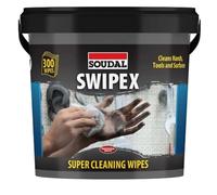 VARNOX, Soudal Swipex Super Cleaning Wipes 300 Pack Tub - Heavy Duty Hand, Tool & Surface Cleaning Wipes - Removes Sealant, Silicone, Adhesive, Paint, Grease & Oil - Professional Trade Wipes