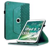 Varohix Case for iPad 6th / 5th Generation 9.7" 2018/2017,iPad Air 2 / Air 1 360 Degree Rotating PU Leather Folio Protective Cover with Auto Sleep/Wake,Card Holder&Shoulder Strap for Woman Man,Blue