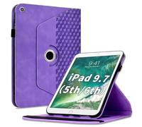 Varohix Case for iPad 6th / 5th Generation 9.7" 2018/2017,iPad Air 2 / Air 1 360 Degree Rotating PU Leather Folio Protective Cover with Auto Sleep/Wake,Card Holder&Shoulder Strap for Woman Man,Purple